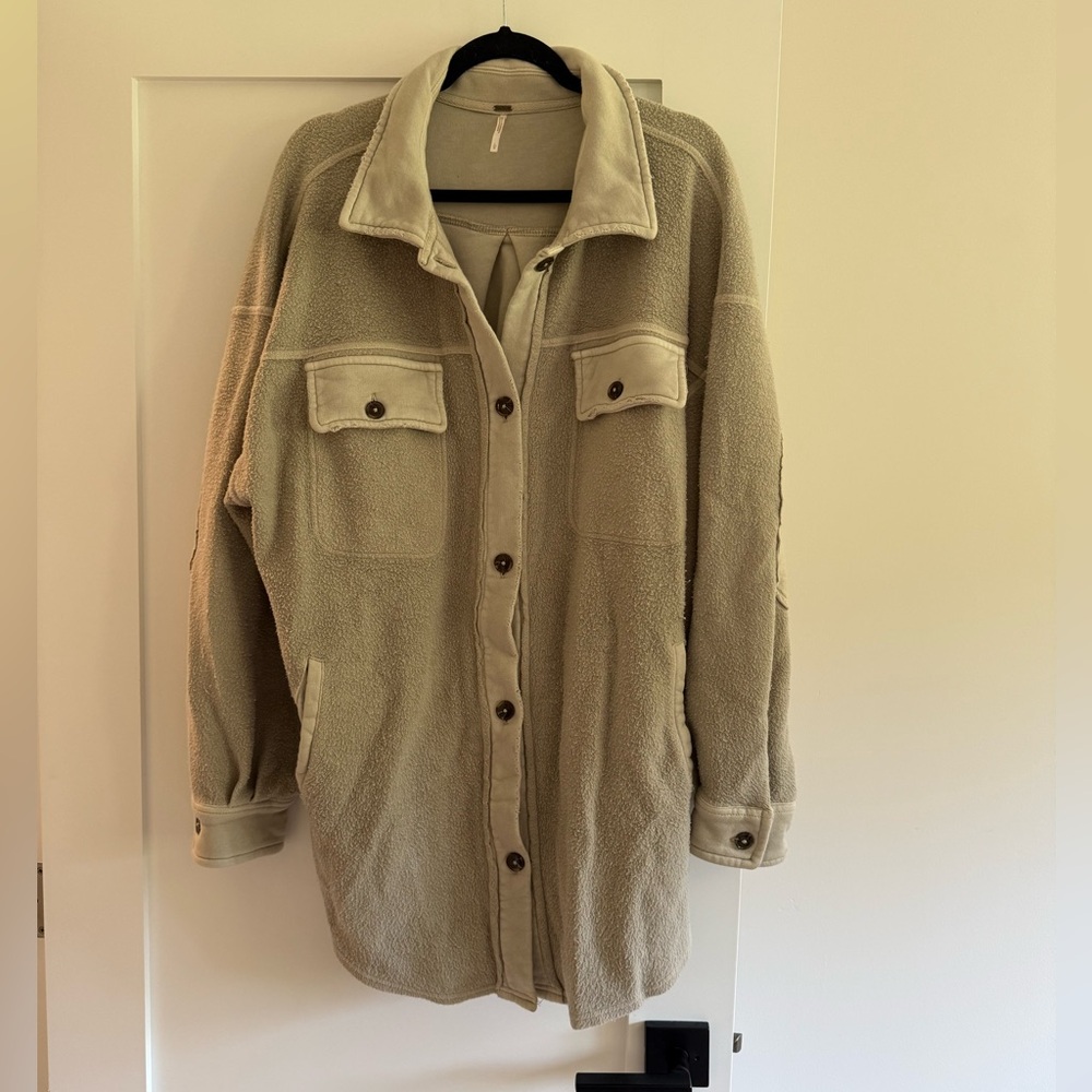 Free People Ruby Shacket in “Stone”